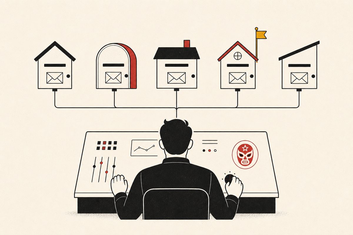 Una persona controla cinco buzones de clientes desde un solo panel