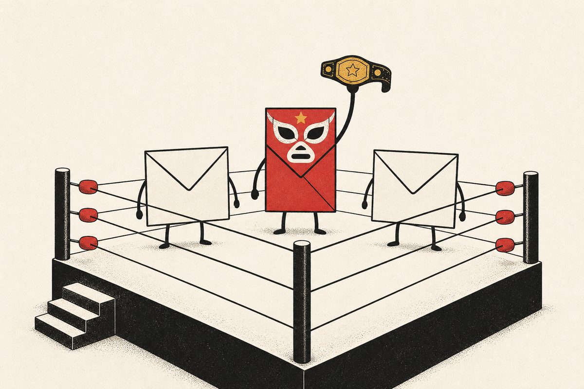 Tres sobres compiten en un ring de lucha libre y gana el que lleva la máscara