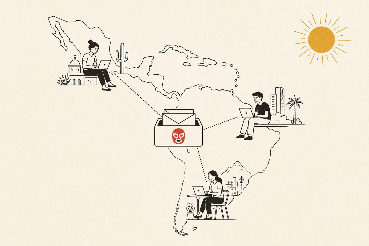 Tres personas en distintas ciudades de Latinoamérica comparten una bandeja
