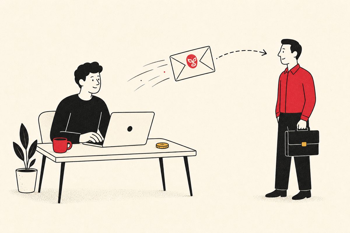 Un freelancer envía un sobre con la máscara de MailMask a su cliente